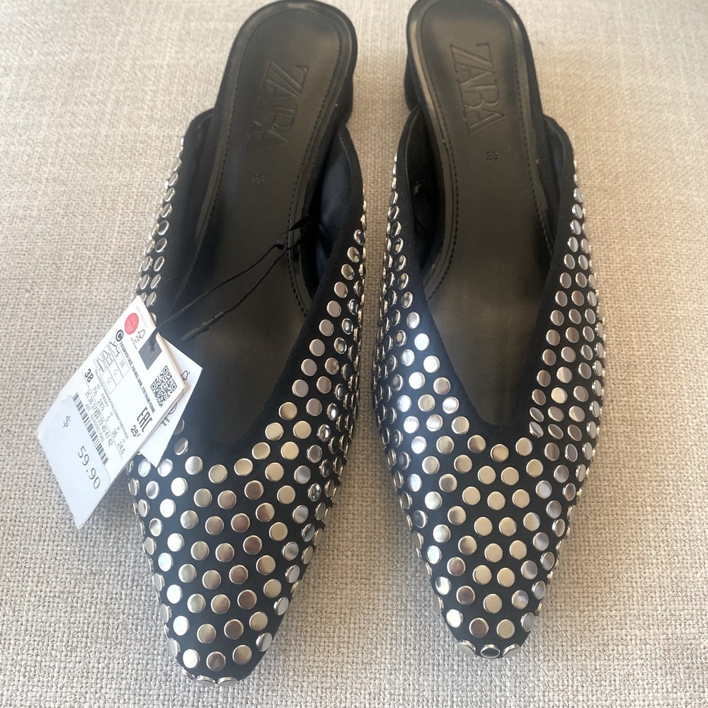 Zara Studded Mules Sz 38